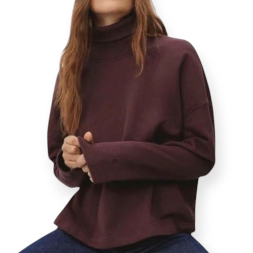 Everlane Cowl Neck Boxy Sweatshirt Burgundy Small